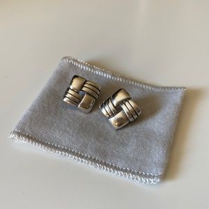 Retired James Avery Diamond Shaped Sterling Silver Earrings Pierced